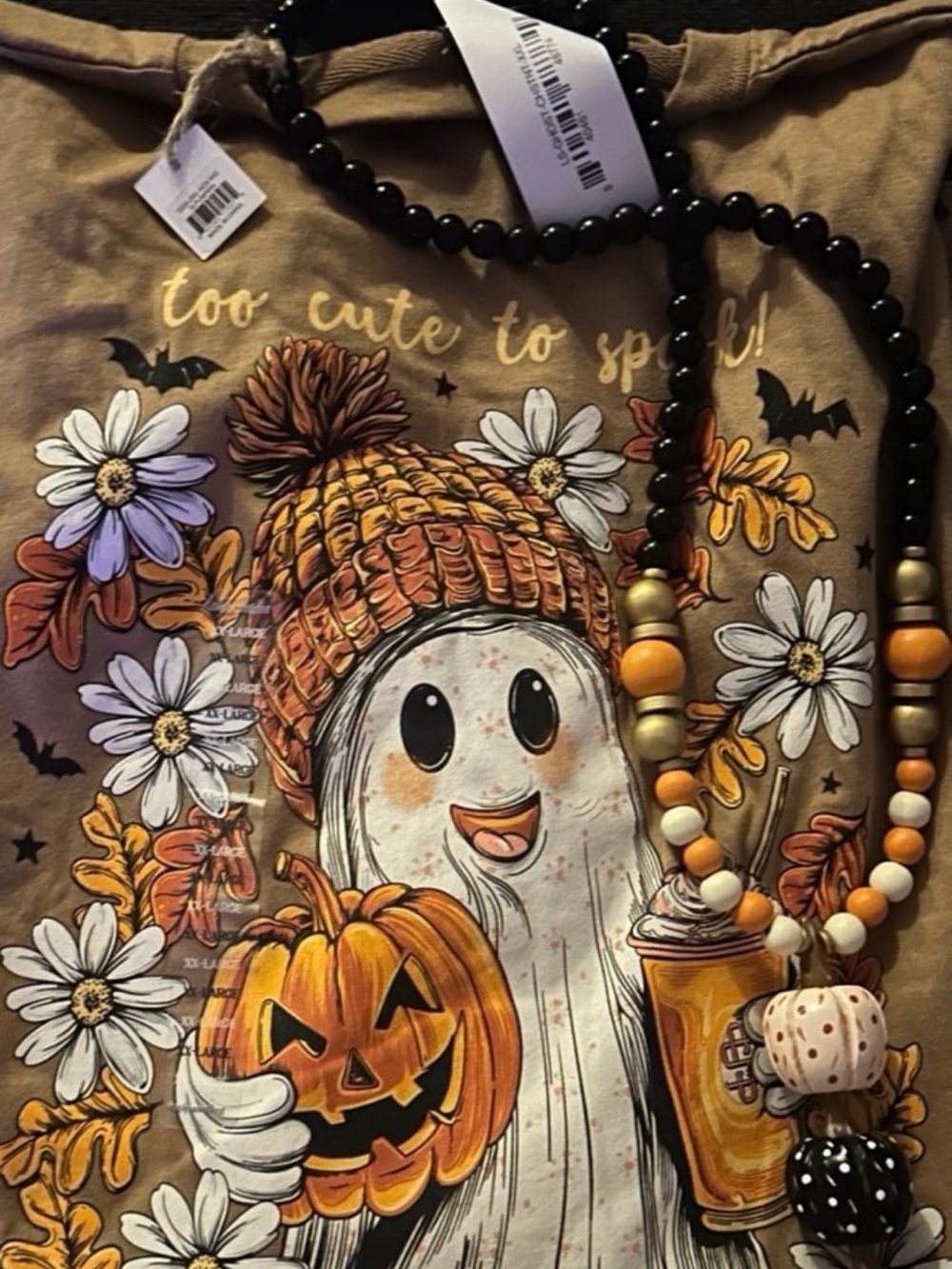 Simply Southern Brown Halloween Ghost Graphic Long Sleeve Tee